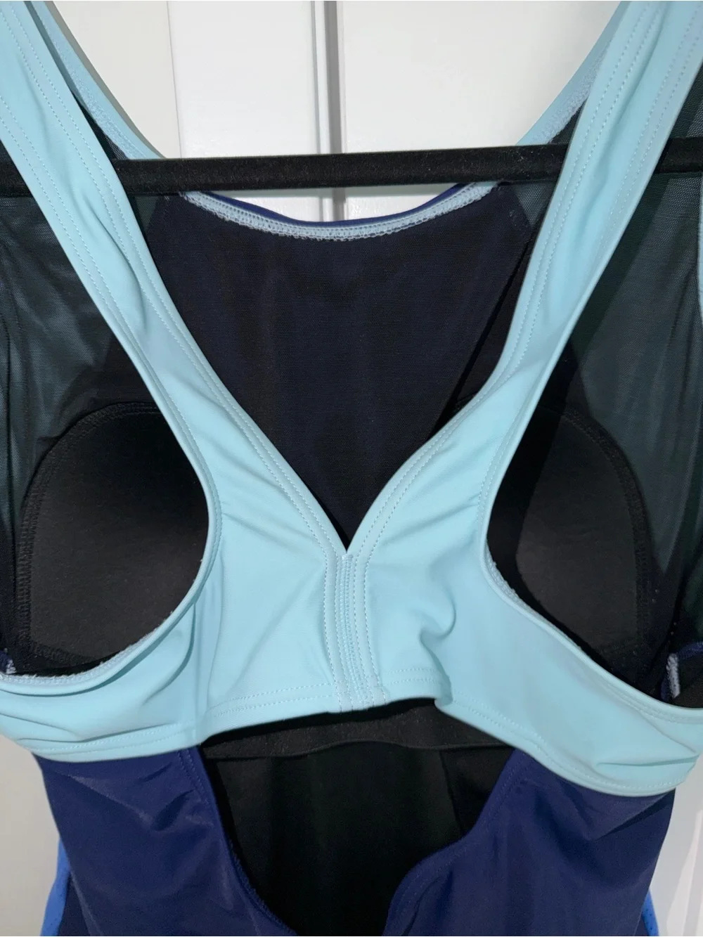 Women’s Athletic One Piece Swimsuit Navy Blue Colorblock Size XL NEW
